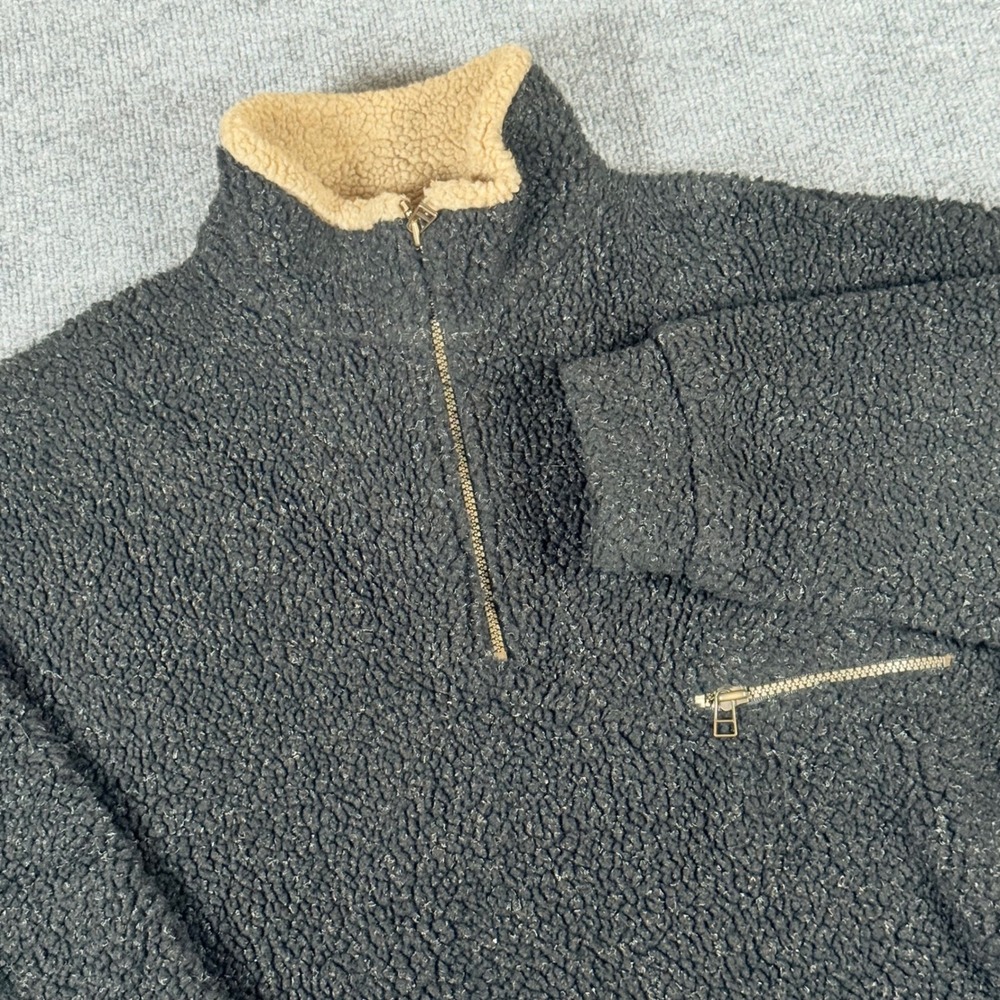 Field Stream Fleece Quarter Zip Pullover Beige Collar Mens Large L Gorpcore USA